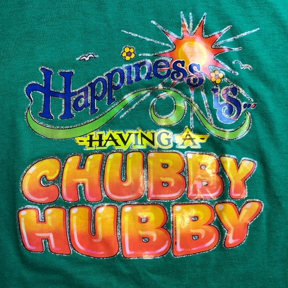 Vintage 1982 Happiness Is Chubby Hubby T Shirt - Picture 1 of 8